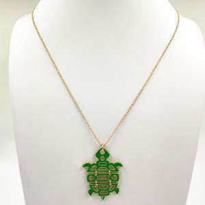 Newest Unique Animal Necklace Lovely Small Turtle Gold Beads Long Chain Necklace For Women