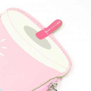 WENZHE Lovely Pink Drink Keychain PU Mini Coin Purse