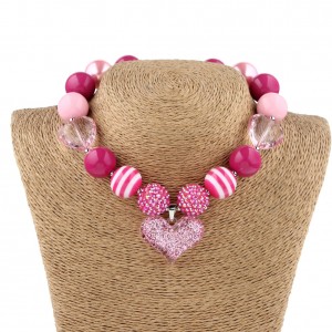 New Style Boutique Chunky Jewelry Kids DIY Heart Beaded Necklace for Kids Party