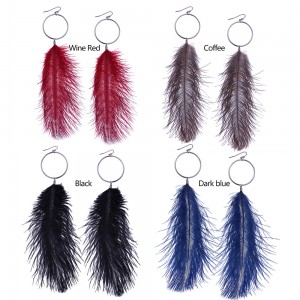 European and American Fashion Retro Big Circle Long Tassel Feather Earrings For Women