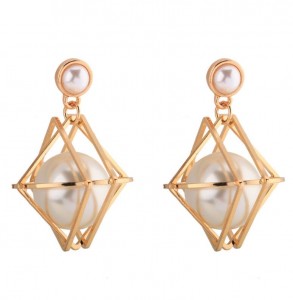 Unique products pearl inlay geometry jewelry women fashion earring