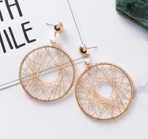 Latest design fashion big circle web twine women jewelry new designs gold earring