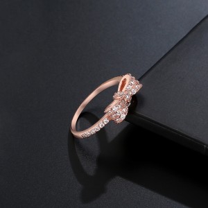 Latest Fashion Diamond Engagement Ring Cubic Zirconia Brass Bow Rings For Women