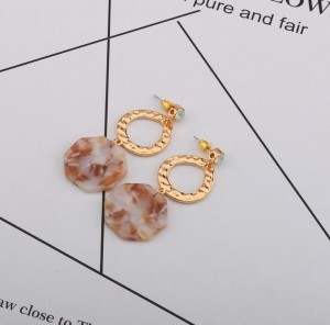 New Design Geometry Metal Resin Pendant Earring Gold Jewelry Women