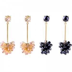 Fashion Glass Gold Plated Flower Pendant Earrings for Women