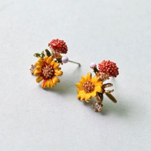 Nice enamel flower earring 925 silver needles flowers earring stud for women