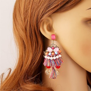 Exaggerated personality earrings popular boho earrings national style gemstone tassel earrings
