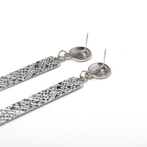 New Design Silver Plated Carving Pattern Drop Earrings