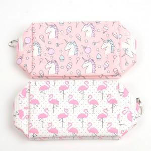 Geometric Flamingo PU Cosmetic Makeup Toiletry Bag