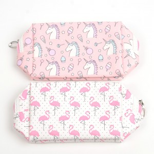 Geometric Flamingo PU Cosmetic Makeup Toiletry Bag