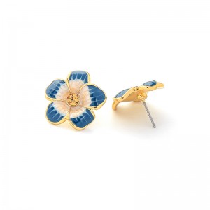 Fresh enamel glaze flower earring studs female temperament Korean fashion earring for woman