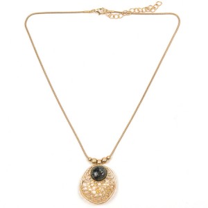 WENZHE Gold Plated Gem Stone Alloy Pendant Necklace