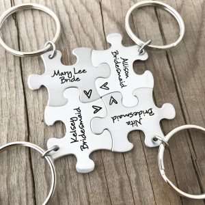 Bridesmaid Gift – Puzzle Piece – Engraved Key Chain – Wedding – Bridal Party – Wedding Puzzle – Bridesmaid Keychain – Wedding Favor