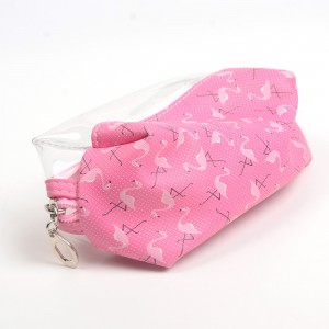 WENZHE Travel Floral Pink Flamingo Women Makeup Bags Female Zipper Cosmetics Bag