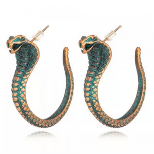 WENZHE Vintage Retro Strange African Tribal Animal Snake Stud Earrings for Women Jewelry