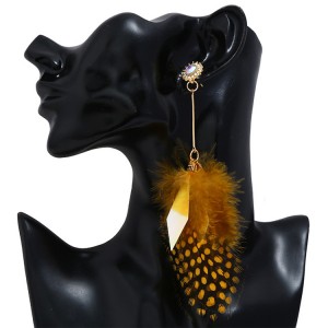 Wholesale Fashion Earrings Jewelry Long Tassel Real Feather Earrings For Women