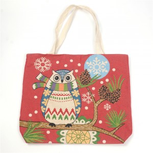 WENZHE Fashion Owl Cotton Handbags Canvas Tote Bags For Women