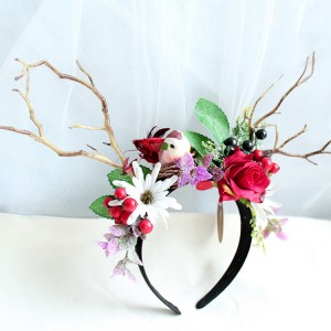 2019 Newest Design Halloween Festival Emulational Flower Animal Hair Bands With Antlers