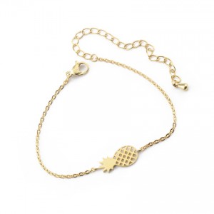 Fashion Charms Bracelet Making Gold Plated Pineapple Stainless Steel Bracelets Women