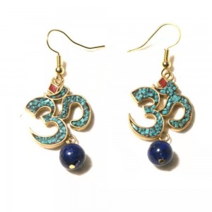 WENZHE Vintage Women Nepalese Buddhism Religious Lapis Drop Earrings