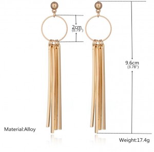 New design luxury simple gold plated metal tassel lady fashion earrings