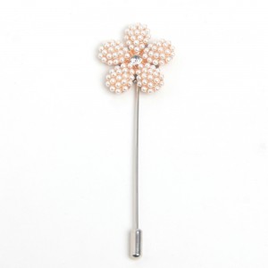 WENZHE Gold Crystal Pearls Flower Brooches