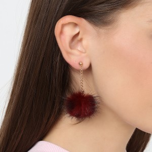 Fashion Korean style fur pom pom ball eardrop earrings for women