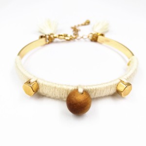 New Fashion Handmade Jewelry Bangles Cotton Thread Braided Macrame Wooden Beads Tassel Bracelet