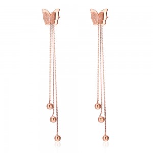 Beautiful Chain Fashion Women Girls Rose Gold Butterfly Long Drop Earrings For women