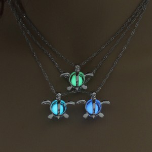 Tortoise glow chunky stone glowing crystal necklace