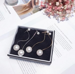 New trend charm fashion white pearl fancy long chain dangle gold earrings design