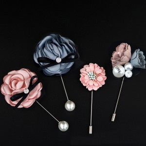 Rose flower brooch fabric flower long pin suit with accessories small daisy pearl brooch pin