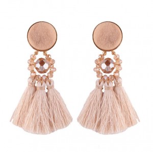 Latest Products In Market Bohemia New Model Crystal Bead Long Tassel Handmade Earrings