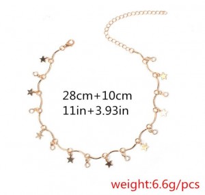 Single Layer Gold Plated Shiny Stars Pendant Fashion Choker Necklace