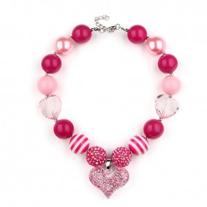 New Style Boutique Chunky Jewelry Kids DIY Heart Beaded Necklace for Kids Party