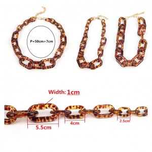 New Design Bohemian Statement Necklace Leopard Print Acrylic Chain Necklace For Women