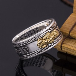 New six-character mantra ring retro men’s jewelry ethnic style ring