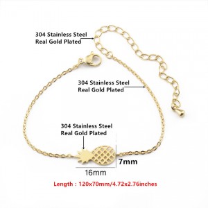 Fashion Charms Bracelet Making Gold Plated Pineapple Stainless Steel Bracelets Women