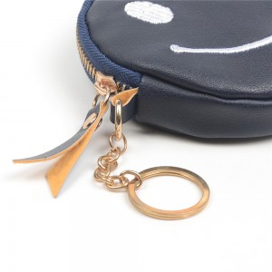 WENZHE Smile Face PU Leather Cute Keychain Bag Coin Purse With Tassels