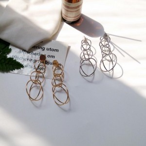 New designs gold tone big multi layer circles statement earrings