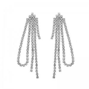 Wholesale Fashion Accessories Wedding Long Rhinestone Tassel Earrings For Women