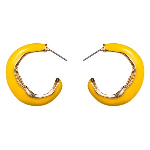 WENZHE Stylish Women’s Zinc Alloy Gold Plated Half Circle Custom Enamel Earrings