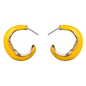 WENZHE Stylish Women’s Zinc Alloy Gold Plated Half Circle Custom Enamel Earrings