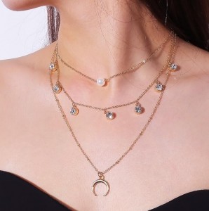 Crystal Pearl Clavicle Chain Choker Jewelry Layer Multi Jewellery Pendant Necklaces