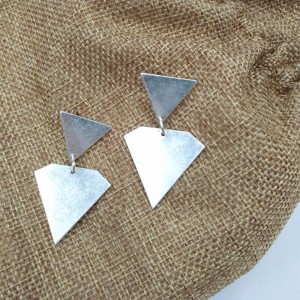 Silver Plated Triangle Earring Geometric Metal Earring For Women