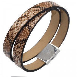 Personalized custom multi-layered printed womens leather bracelet