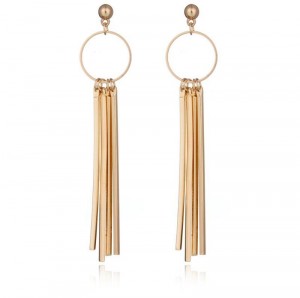 New design luxury simple gold plated metal tassel lady fashion earrings