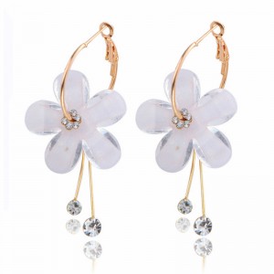 Fashion flower petal alloy acrylic diamond earrings jewelry accessories