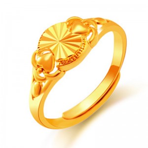 Open brass gold plated female ring 24K gold plated ring