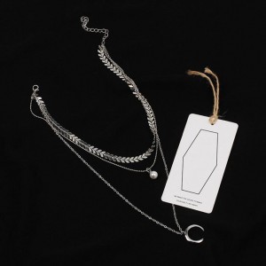 Wholesale Latest Design Multilayer Metal Crescent Pendant Choker Wedding Accessory Necklace
